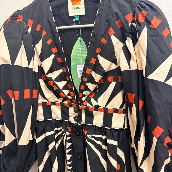 FARM Rio Black & Cream Graphic Button-Front Maxi Dress with Red Accents - Picture 7 of 15